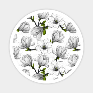 Magnolia garden in white Magnet